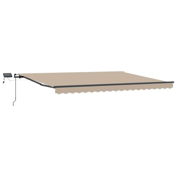 manuelle einziehbare Markise mit LED Beige 400x300 cm, Markisen-Ersatzstoff für 4x3 m Rahmen Beige