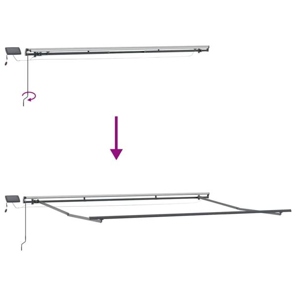 manuelle einziehbare Markise mit LED Beige 400x300 cm, Markisen-Ersatzstoff für 4x3 m Rahmen Beige