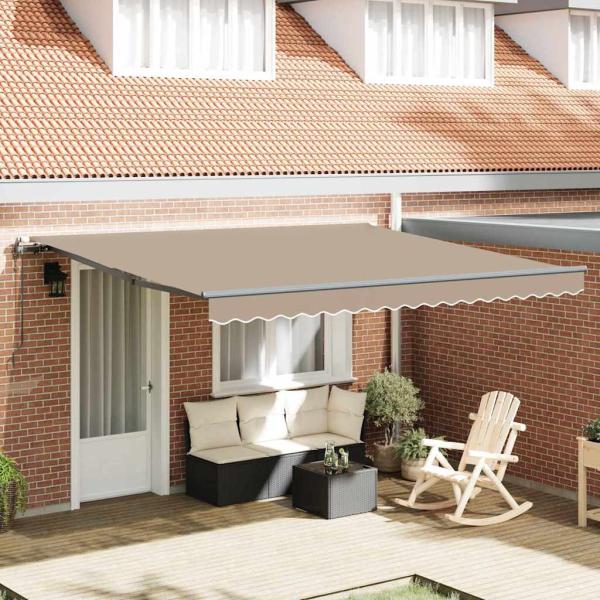 ARDEBO.de - Automatische Einziehbare Markise Beige 400x300 cm, Markisen-Ersatzstoff für 4x3 m Rahmen Beige