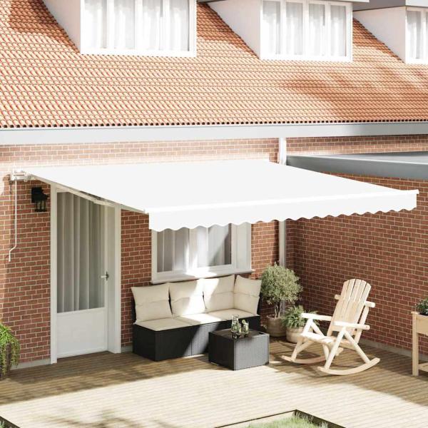 ARDEBO.de - Automatische Einziehbare Markise Weiß 400x300 cm, Markisen-Ersatzstoff für 4x3 m Rahmen Weiß