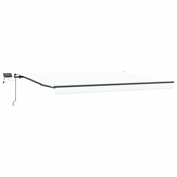manuelle einziehbare Markise mit LED Weiß 400x300 cm, Markisen-Ersatzstoff für 4x3 m Rahmen Weiß