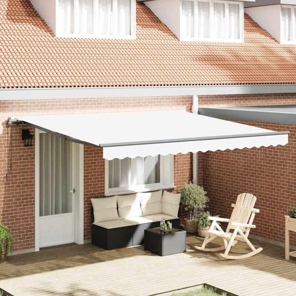 ARDEBO.de - Automatische Einziehbare Markise Weiß 400x300 cm, Markisen-Ersatzstoff für 4x3 m Rahmen Weiß