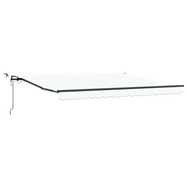 automatische einziehbare Markise mit LED Weiß 400x300 cm, Markisenersatzgewebe für 4x3 m Rahmen Weiß