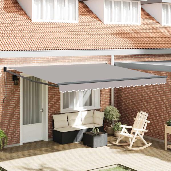 Manuelle Einziehbare Markise Hellgrau 400x300 cm, Markisen-Ersatzgewebe für Rahmen 4x3 m Hellgrau