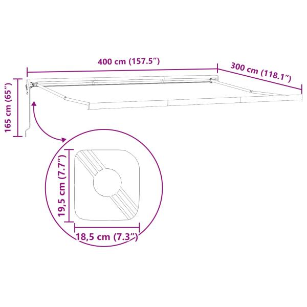 Automatische Einziehbare Markise Hellgrau 400x300 cm, Markisen-Ersatzstoff für 4x3 m Rahmen Hellgrau