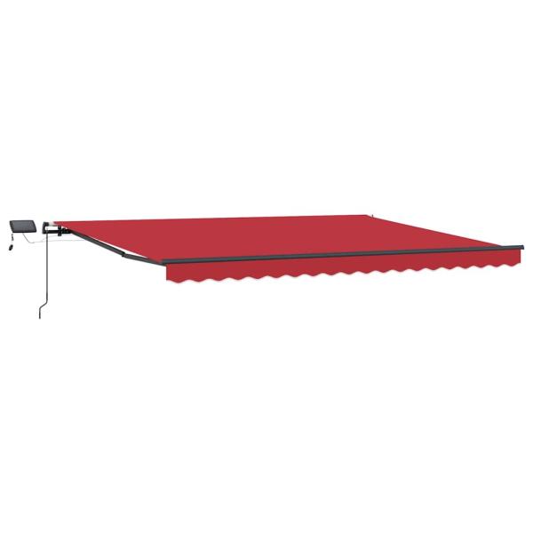 Manuelle aufrollbare Markise mit LED Rot 400x300 cm, Markisenersatzstoff für 4x3 m Rahmen Rot