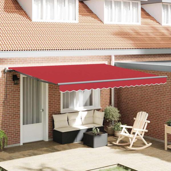 ARDEBO.de - Automatische einziehbare Markise Rot 400x300 cm, Markisenersatzstoff für 4x3 m Rahmen Rot