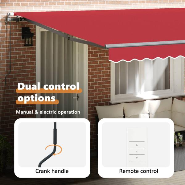 Automatische einziehbare Markise Rot 400x300 cm, Markisenersatzstoff für 4x3 m Rahmen Rot
