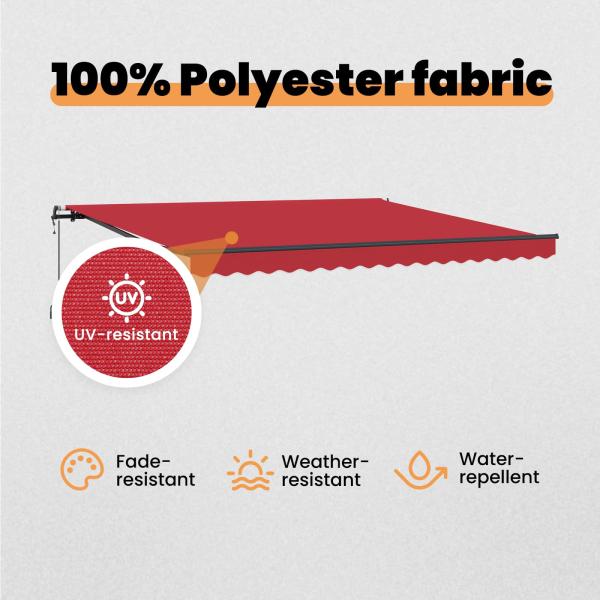 Automatische einziehbare Markise Rot 400x300 cm, Markisenersatzstoff für 4x3 m Rahmen Rot