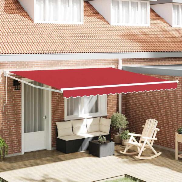 ARDEBO.de - Manuelle Einziehbare Markise Rot 400x300 cm, Markisen Ersatzstoff für 4x3 m Rahmen Rot