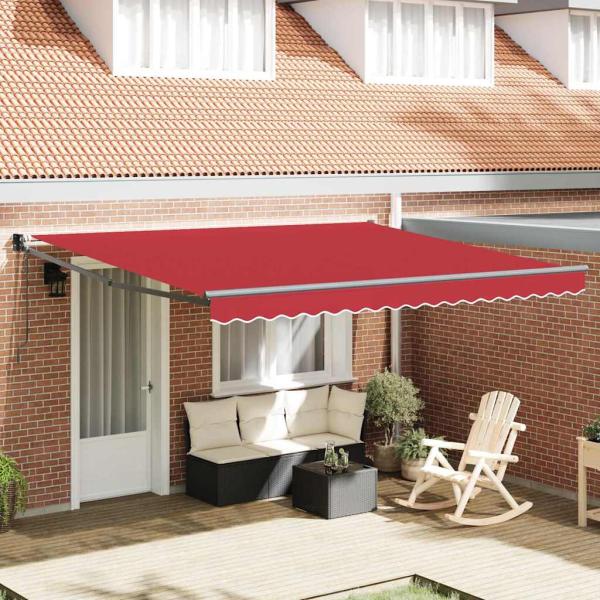 ARDEBO.de - Automatische Einziehbare Markise Rot 400x300 cm, Markisenersatzstoff für 4x3 m Rahmen Rot