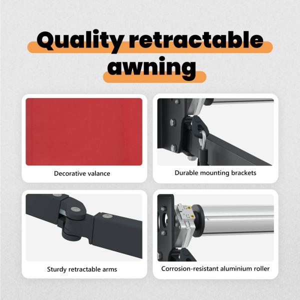 Automatische Einziehbare Markise Rot 400x300 cm, Markisenersatzstoff für 4x3 m Rahmen Rot