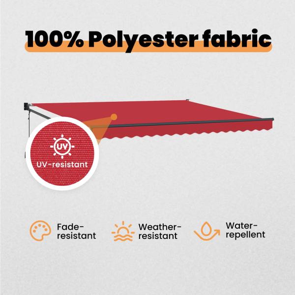 Automatische Einziehbare Markise Rot 400x300 cm, Markisenersatzstoff für 4x3 m Rahmen Rot