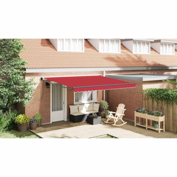 Automatische Einziehbare Markise Rot 400x300 cm, Markisenersatzstoff für 4x3 m Rahmen Rot
