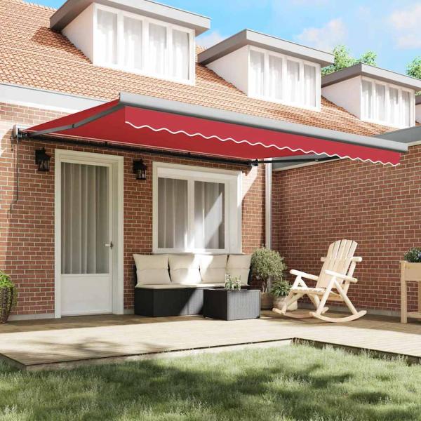 Automatische einziehbare Markise Rot 400x300 cm, Markisenersatzstoff für 4x3 m Rahmen Rot