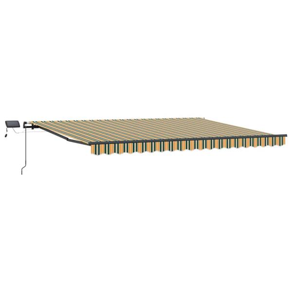 Manuelle Einziehbare Markise mit LED Grün und Gelb 400x300 cm, Markisenersatzstoff für 4x3 m Rahmen Grün und Gelb
