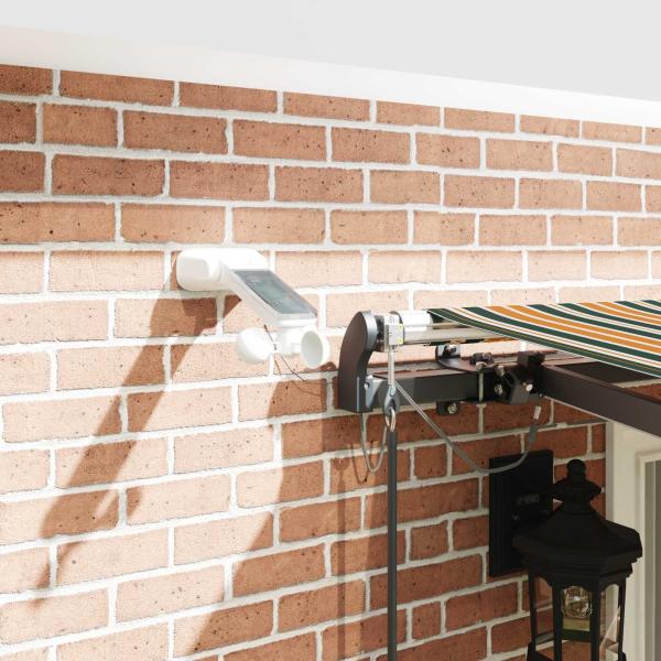 Automatische Einziehbare Markise mit LED Grün und Gelb 400x300 cm, Markisenstoff Ersatz für 4x3 m Rahmen Grün und Gelb