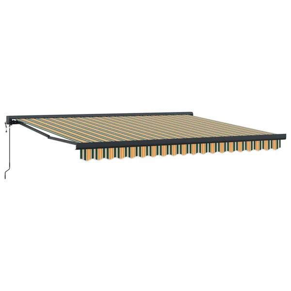 Automatische einziehbare Markise in Grün und Gelb 400x300 cm, Markisenersatzstoff für 4x3 m Rahmen in Grün und Gelb