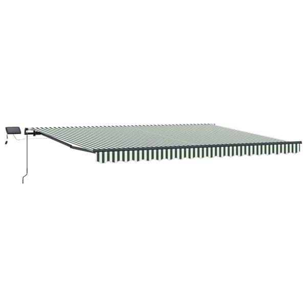 Manuelle einziehbare Markise mit LED in Grün und Weiß, 400 x 300 cm, Markisen-Ersatzstoff für 4 x 3 m Rahmen in Grün und Weiß