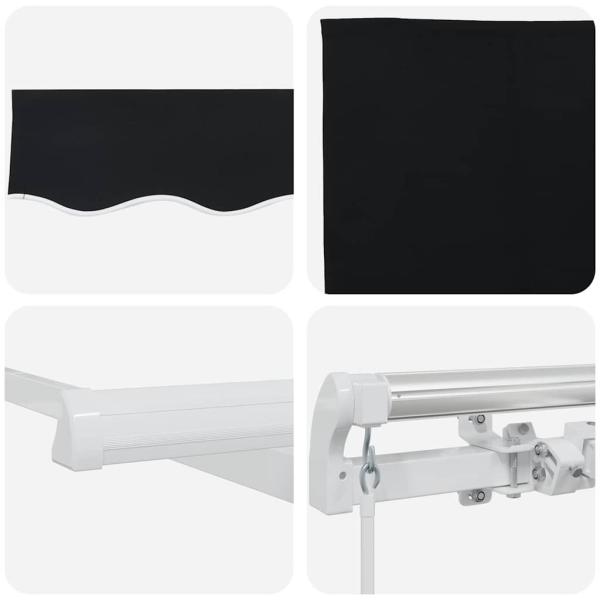 Manuelle Einziehbare Markise Schwarz 400x350 cm, Markisen-Ersatzstoff für 4x3,5 m Rahmen Schwarz