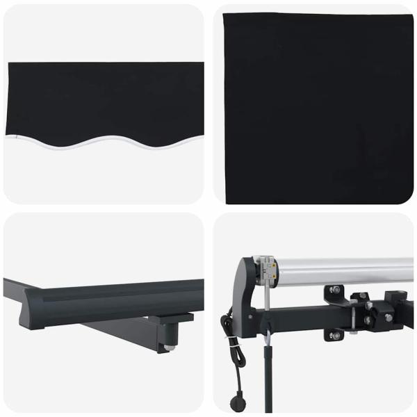 automatische einziehbare Markise Schwarz 400x350 cm, Markisenersatzstoff für 4x3.5 m Rahmen Schwarz
