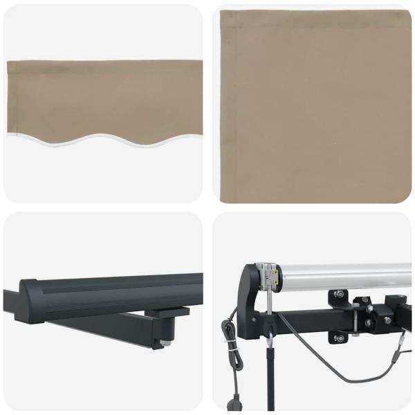 Automatische Einziehbare Markise mit LED Beige 400x350 cm, Markisenersatzstoff für 4x3,5 m Rahmen Beige