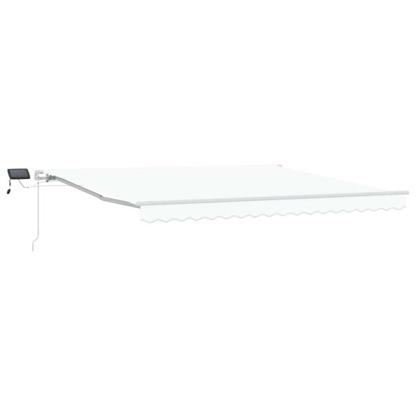 Manuelle Einziehbare Markise mit LED Weiß 400x350 cm, Markisen-Ersatzstoff für 4x3,5 m Rahmen Weiß
