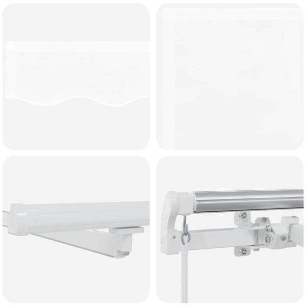 Manuelle Einziehbare Markise mit LED Weiß 400x350 cm, Markisen-Ersatzstoff für 4x3,5 m Rahmen Weiß