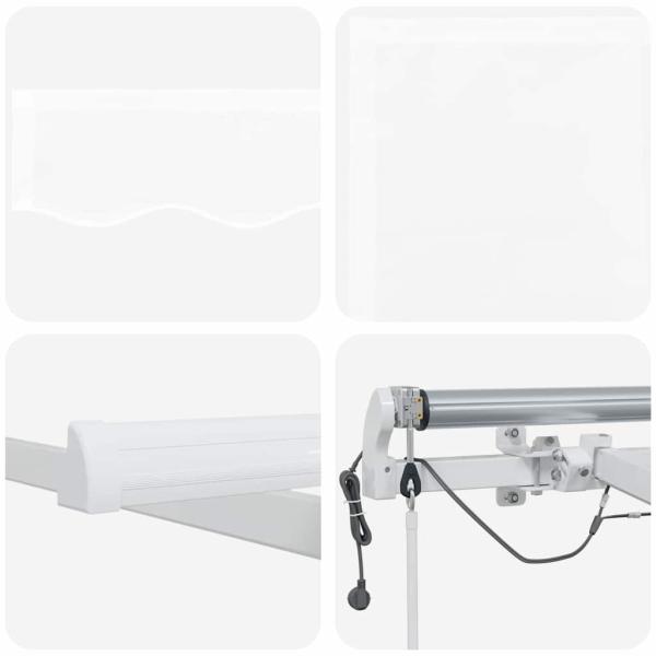 Automatische einziehbare Markise mit LED Weiß 400x350 cm, Markisenersatzstoff für 4x3,5 m Rahmen Weiß