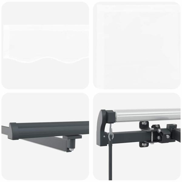 manuelle einziehbare Markise mit LED Weiß 400x350 cm, Markisenersatzstoff für 4x3,5 m Rahmen Weiß