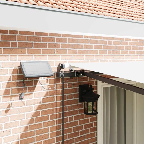 manuelle einziehbare Markise mit LED Weiß 400x350 cm, Markisenersatzstoff für 4x3,5 m Rahmen Weiß