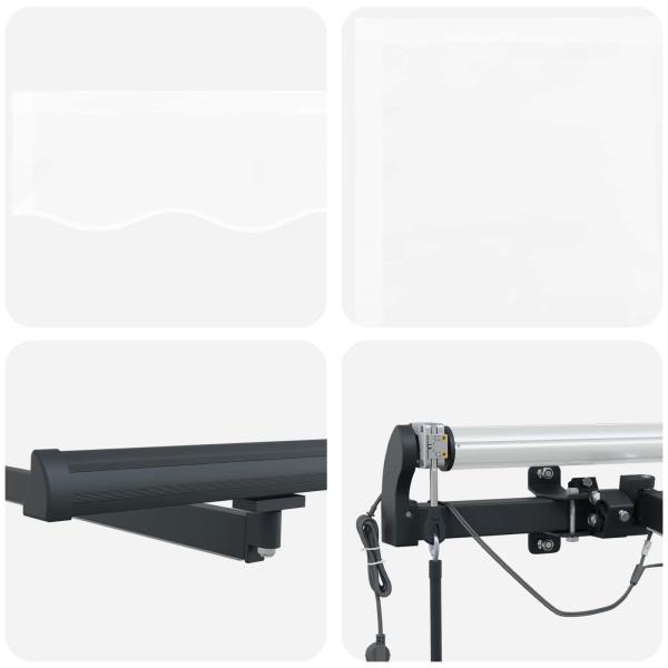 Automatische Einziehbare Markise mit LED Weiß 400x350 cm, Markisen-Ersatzstoff für 4x3.5 m Rahmen Weiß