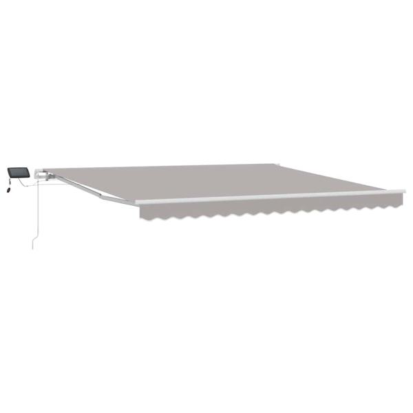 manuelle einziehbare Markise mit LED Hellgrau 400x350 cm, Markisenersatzstoff für Rahmen 4x3,5 m Hellgrau
