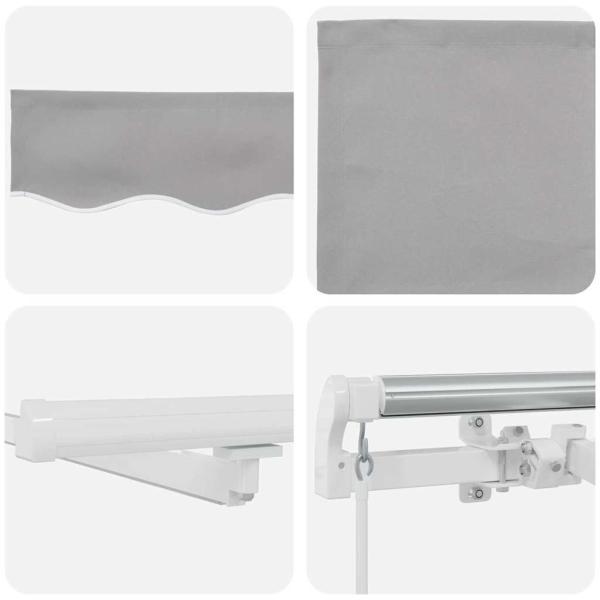 manuelle einziehbare Markise mit LED Hellgrau 400x350 cm, Markisenersatzstoff für Rahmen 4x3,5 m Hellgrau