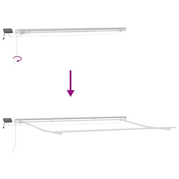 manuelle einziehbare Markise mit LED Hellgrau 400x350 cm, Markisenersatzstoff für Rahmen 4x3,5 m Hellgrau