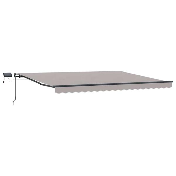 manuelle einziehbare Markise mit LED hellgrau 400x350 cm, Markisen-Ersatzstoff für 4x3,5 m Rahmen hellgrau