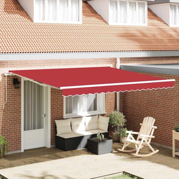 ARDEBO.de - manuelle einziehbare Markise Rot 400x350 cm, Markisenersatzstoff für Rahmen 4x3,5 m Rot