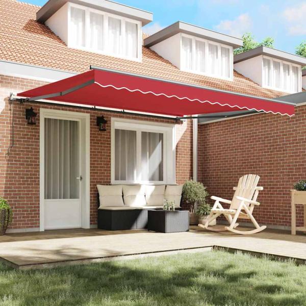 Automatische Einziehbare Markise Rot 400x350 cm, Markisen-Ersatzstoff für 4x3,5 m Rahmen Rot