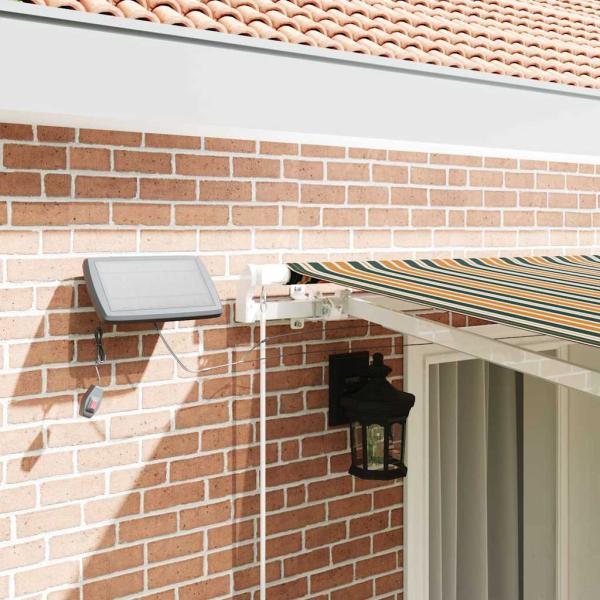 Manuelle einziehbare Markise mit LED in Grün und Gelb 400x350 cm, Markisen-Ersatzstoff für 4x3,5 m Rahmen in Grün und Gelb