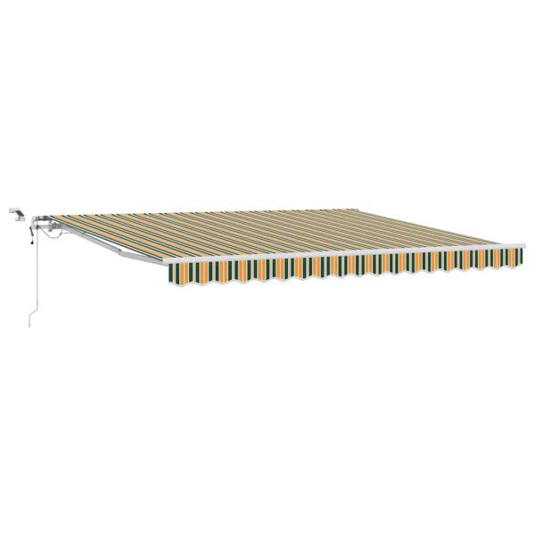Automatische Einziehbare Markise mit LED Grün und Gelb 400x350 cm, Markisenersatzstoff für 4x3.5 m Rahmen in Grün und Gelb