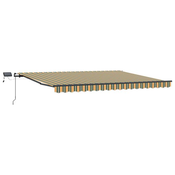 Manuelle Einziehbare Markise mit LED Grün und Gelb 400x350 cm, Markisen-Ersatzstoff für 4x3.5 m Rahmen Grün und Gelb
