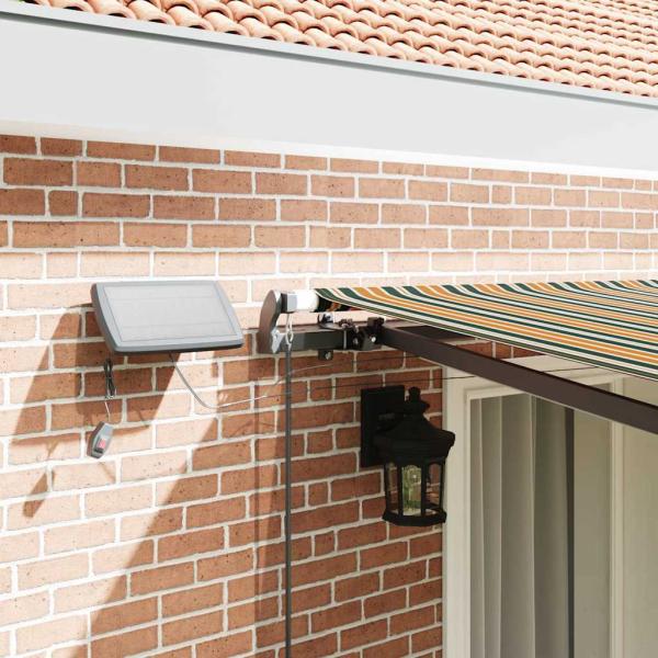 Manuelle Einziehbare Markise mit LED Grün und Gelb 400x350 cm, Markisen-Ersatzstoff für 4x3.5 m Rahmen Grün und Gelb