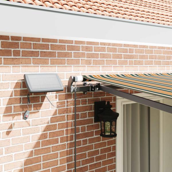 Manuelle Einziehbare Markise mit LED Grün und Gelb 400x350 cm, Markisen-Ersatzstoff für 4x3.5 m Rahmen Grün und Gelb