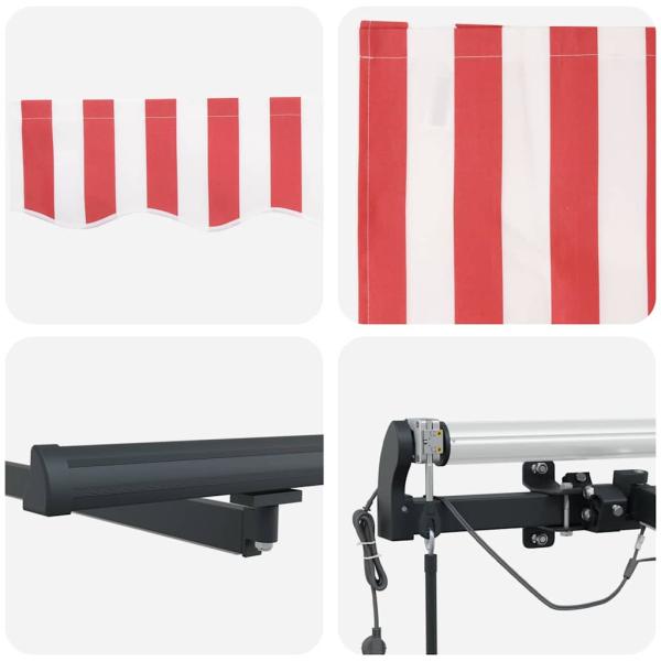 Automatische Einziehbare Markise mit LED Rot und Weiß Streifen 450x300 cm