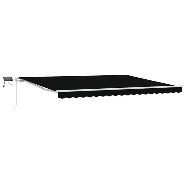 Manuelle einziehbare Markise mit LED Schwarz 450x300 cm, Markisen-Ersatzgewebe für 4,5x3 m Rahmen Schwarz