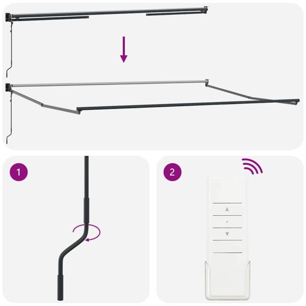 Automatische Einziehbare Markise Schwarz 450x300 cm, Markisen-Ersatzstoff für 4.5x3 m Rahmen Schwarz