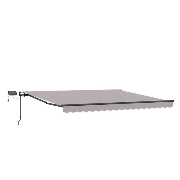 manuelle einziehbare Markise mit LED, Hellgrau, 450x300 cm, Markisenersatzstoff für Rahmen, 4,5x3 m, Hellgrau