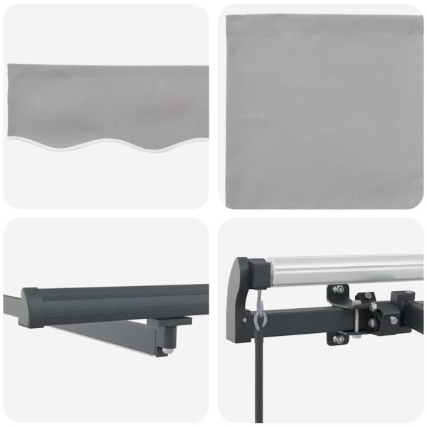 manuelle einziehbare Markise mit LED, Hellgrau, 450x300 cm, Markisenersatzstoff für Rahmen, 4,5x3 m, Hellgrau