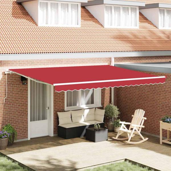 ARDEBO.de - manuelle einziehbare Markise Rot 450x300 cm, Markisen Austauschstoff für 4,5x3 m Rahmen Rot