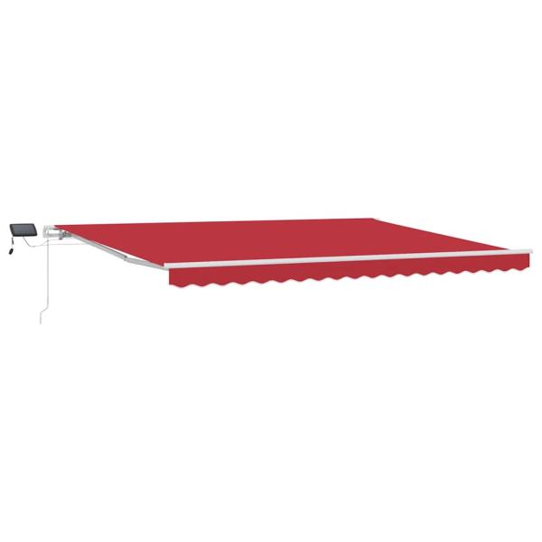 Manuelle Einziehbare Markise mit LED Rot 450x300 cm, Markisenersatzstoff für 4,5x3 m Rahmen Rot